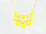 Gold Chain New Color Stones 3 Strings Bubble BIB Statement Fashion Necklace - Yellow