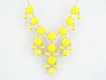 Fun Daisy Mini Bubble BIB Statement Colorful Necklace - Lemon Yellow