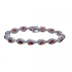 7 CT Garnet & Diamond Bracelet In Sterling Silver 7.5 Inches (16 Grams)