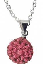 Pink Pave Bead Disco Ball Swarovski Crystal Pendant with 16 Sterling Silver Chain, Lowest Price for a Limited of Time, #22