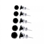 TDEZ-ROUND-SET-B Sterling Silver 3mm 4mm 5mm 6mm and 7mm Round Black Cubic Zirconia Stud Earrings Set