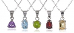 Sterling Silver Peridot, Garnet, Amethyst, Blue Topaz and Citrine Pendant Necklace Set, 18