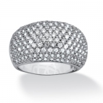 PalmBeach Jewelry 2.70 TCW Pave Cubic Zirconia Dome Ring Platinum-Plated