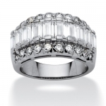 PalmBeach Jewelry 3.78 TCW Baguette Cut Cubic Zirconia Platinum Over Sterling Silver Ring