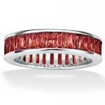 PalmBeach Jewelry Emerald-Cut Birthstone Sterling Silver Eternity Band- January- Simulated Garnet