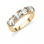 PalmBeach Jewelry Round Birthstone 18k Yellow Gold-Plated Channel Ring- April- Simulated Diamond