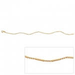 PalmBeach Jewelry 49865 18k Yellow Gold Over Sterling Silver Bar and Bead Link Ankle Bracelet 11