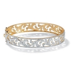 PalmBeach Jewelry 50677 Diamond Accent 18k Yellow Gold-Plated Vine Bangle Bracelet 7 .5 in.