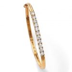 PalmBeach Jewelry 49352 2.75 TCW Round Cubic Zirconia 18k Gold-Plated Bangle Bracelet 7 3/4