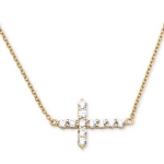 PalmBeach Jewelry 53516 .79 TCW Horizontal Cross Necklace in 18k Gold over Sterling Silver