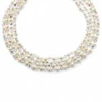 PalmBeach Jewelry 49594 Round White Cultured Freshwater Pearl Aurora Borealis Crystal Endless Necklace 100