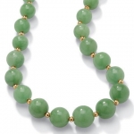 PalmBeach Jewelry 45336 Genuine Jade 10k Yellow Gold Beaded Graduated Necklace 18