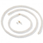 PalmBeach Jewelry 24105 Cultured Freshwater Pearl Necklace, Bracelet and Earrings with14k Gold Clasp 18