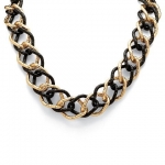 PalmBeach Jewelry 48585 Goldtone Metal Black-Ruthenium-Plated Curb-Link Necklace 19