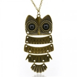 Women's Vintage Bronze Owl Pendant Long Chain Necklace