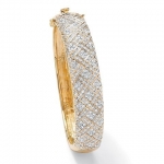 PalmBeach Jewelry 50825 3.93 TCW Cubic Zirconia 14k Gold-Plated Lattice Bangle Bracelet 7 1/4