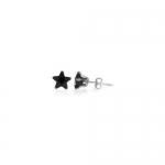 Sterling Silver 4mm Star Black Cubic Zirconia Post Stud Earrings