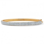 PalmBeach Jewelry 50184 .23 TCW Round Diamond Pave 14k Yellow Gold-Plated Bangle Bracelet 7 1/4