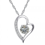 KATGI Sterling Silver Plated Cubic Zirconia Crystals Heart Shape Pendant Necklace