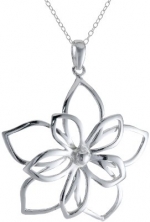 Sterling Silver Open Double Flower Pendant, 16-18