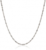 Duragold 14k White Gold Solid Singapore Chain Necklace (1.35mm), 18