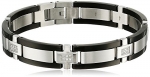 Men's Stainless Steel Bracelet with Diamond-Accent and Black Plating (1/4 cttw), 8.5