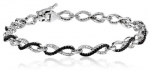 10k White Gold Black and White Diamond Infinity Bracelet (1 1/2 cttw), 7