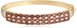 Yellow Gold-Plated Sterling Silver Garnet and Diamond Accent Bangle Bracelet, 7.5