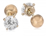 14k Yellow Gold Cubic Zirconia Reversible Stud Earrings