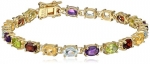 Yellow Gold Plated Sterling Silver Multi-Gemstone Bracelet, 7