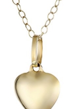 14k Yellow Gold Small Puffed Heart Pendant Necklace, 15