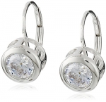 Platinum-Plated Sterling Silver Round-Cut Bezel-Set Cubic Zirconia Earrings (3.8 cttw)