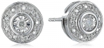 Rhodium Plated Sterling Silver Diamond-Accent Round Stud Earrings