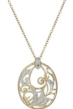 18k Yellow Gold-Plated and Diamond-Accented Pendant Necklace, 18