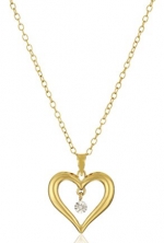 14k Gold Plated Sterling Silver Diamond-Accent Heart Pendant Necklace, 18