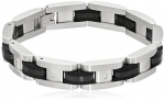 Men's Stainless Steel Two-Tone Black 0.10 cttw Diamond Bracelet, 8.25