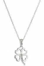 Sterling Silver Four-Leaf Clover with Diamond Accent Pendant Necklace , 18