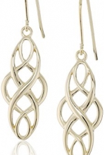 18k Yellow Gold Plated Sterling Silver Celtic Design Oval Dangle Earrings