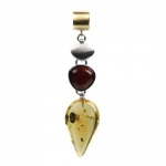 Honey Cherry Amber Sterling Silver Triple Drop Pendant