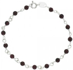 Sterling Silver Natural Garnet Bead Bracelet 4 mm Wire Wrapped Handmade, 7 inch