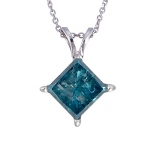 Vir Jewels 1/2 CT Princess Cut Blue Diamond Pendant in Sterling Silver