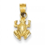 14k Gold Diamond-Cut Frog Pendant - JewelryWeb