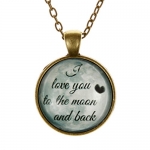 I Love You To The Moon And Back Mini Pendant Necklace, Grey