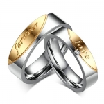 Daesar Mens Wedding Bands Stainless Steel Ring for Couple Silver Gold Forever Ring CZ Size 8