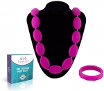 Beabies Breastfeeding Necklace - Teething Necklace for Mom to Wear and Bracelet/Bangle are Smart Baby Shower Gifts - Teether Beads Provide Soothing Pain Relief (Magenta/Hot Pink)