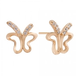 Snowman Lee Sprite Dancing 18k Rose Gold Plated Butterfly Diamond Stud Earrings