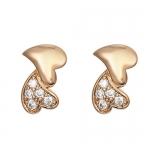 Romantic Time Earrings In Beauty 18k Rose Gold Plated Pave Heart stud Earrings