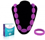 Beabies Breastfeeding Necklace - Teething Necklace for Mom to Wear and Bracelet/Bangle are Smart Baby Shower Gifts - Teether Beads Provide Soothing Pain Relief (Purple)