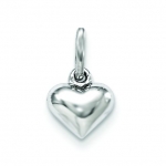 Sterling Silver Rh Plated Childs Polished Heart Pendant - JewelryWeb