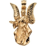 14k Yellow Gold Angel Pendant 22.75x14.5mm - JewelryWeb